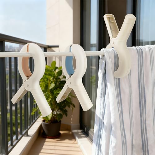 6 Pack Windproof Clothes Pins for Beach Blankets, Beach Towels Clips, 3.94 Inch Towel Clamps for Beach, Pool and Cruise Chairs