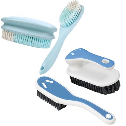 2 Pack Soft Bristle Cleaning Brush & 2 Pack Stain Remover Brush Laundry Brush Scrub Brush Household Cleaning Brushes for Fabric,Carpet, Clothes, Shoes