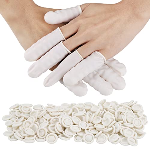 acDesign 300Pcs Finger Cots Medium Latex Finger Cots White Finger Protectors for Injured Finger,Cracked Finger,Sports - size: Medium