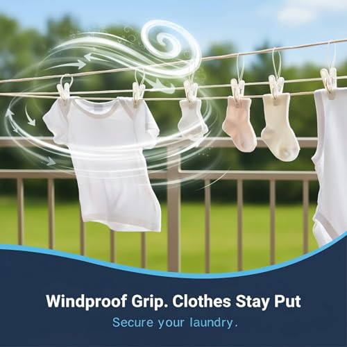 90 Pack Multi-Purpose Laundry Hooks Hanging Clips Bulk with Plastic Rope Hanger Clips for Baby Clothes Closet Organizer for Wardrobe Sock Pants Hat Towel Bathroom(White) - color: White