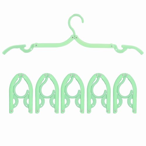 6PCS Portable Folding Clothes Hangers Clothes Drying Rack for Travel (Green) - color: Green
