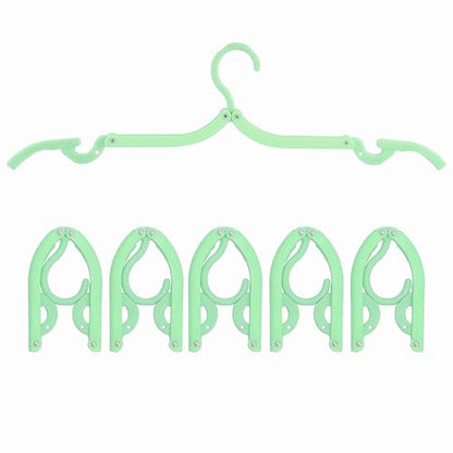 6PCS Portable Folding Clothes Hangers Clothes Drying Rack for Travel (Green) - color: Green