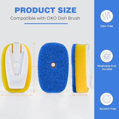 Sponge Brush Refills for OXO Soap Dispensing Dish Brush - color: 4-pack-blue