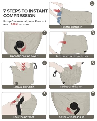Travel Laundry Bag, Pump-Free Vacuum Compression Dirty Clothes Bag, Medium Reusable Waterproof & Washable Laundry Bag, Wet and Dry Bag, Ideal for Suitcases, Laundromats (1 Pack) Gray - color: Gray, size: 17.5" L × 13.5" W × 5" H
