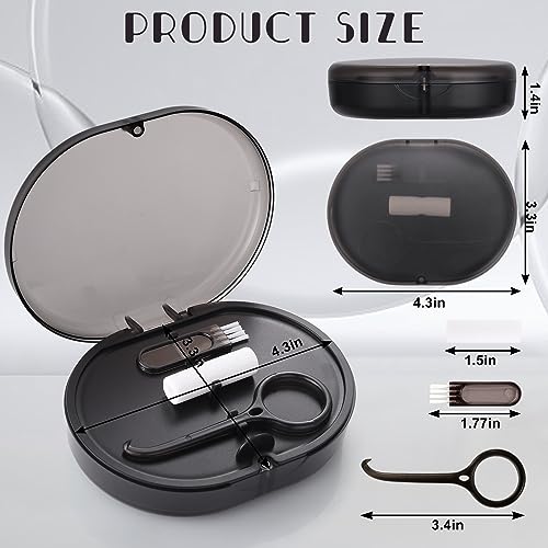 New Double-layer Retainer Storage Case with Belt Chewing,Removal Tool,Cleaning Brush,Built in Mirror Orthodontic Retainer Case - color: black