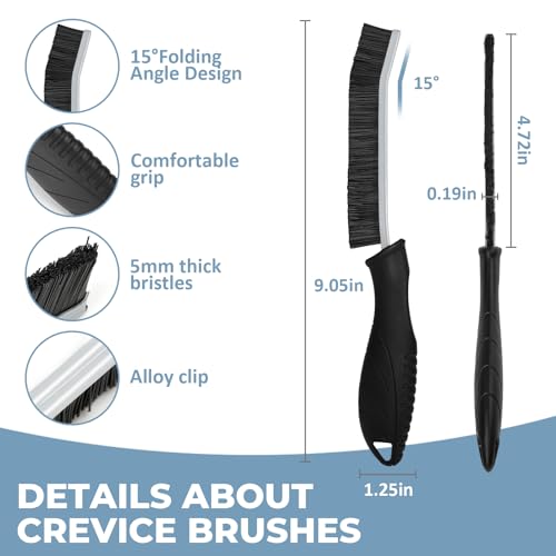 TQRR Cleaning Brush Set 3 Pcs with Soft Bristle and Hard Bristle Crevice - color: Black