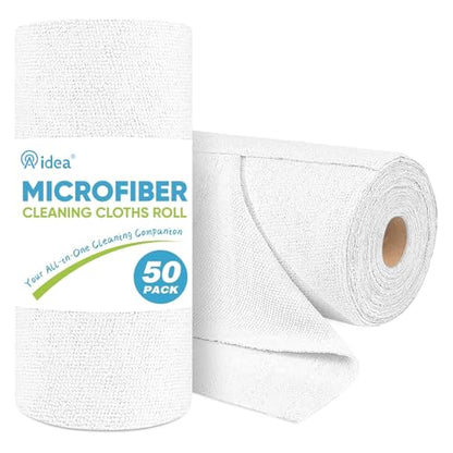 AIDEA White Microfiber Cleaning Cloth Roll-50PK, Cleaning Rags 11.5"×11.5" - color: White