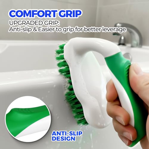 Scrub Brush - 6 Pack, Scrub Brushes for Cleaning, Heavy-Duty Scrub Brush, Stiff Bristles Cleaning Brush, for Kitchen, Bathtub, Floor and Wall Surfaces, Green - color: Green