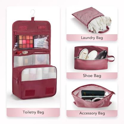 OlarHike 10 Set Compression Packing Cubes for Travel Essentials,Compressible Expandable Space Saver Bags for Organizing Clothes,Luggage Suitcase Garment Bags with Over 1000 pcs Mesh Holes(Wine Red) - color: Wine Red