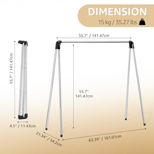 TOOLF 55" Stainless Steel Collapsible Clothes Drying Rack - size: 55 inch
