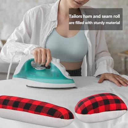 2 Pack Tailor Ham and Seam Roll Set, Sewing Ham for Pressing Tailors Ironing, Sturdy Tailor's Ham for Ironing, Dart, Collar, Curved Long Seams Kit