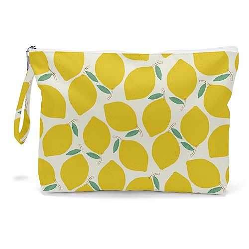 Fokongna Wet Bag For Swimsuit, Travel Makeup Bag Waterproof Large Capacity for Women Girls Mom Sister Friends lemon Pattern Gifts - color: Lemon01