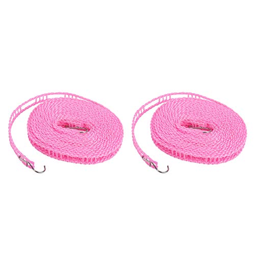 Bnineteenteam Clothesline,Clothes Drying Rope Windproof Travel Clothesline for Indoor Outdoor Laundry Clothesline for Camping Travel & Home Use - color: 2pcs-pink