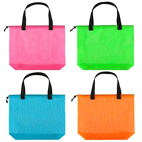 4PCS Large Mesh Beach Tote Bags With Drawstring For Swim,Travel,Poolside - color: Color-1