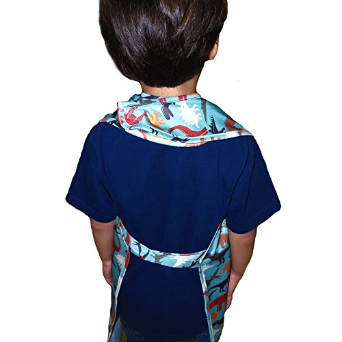 BIB-ON XL, Full-Coverage Bib and Apron Combination for Toddler, Kids Ages 3 and Up. (Dinosaurs) - color: Dinosaurs
