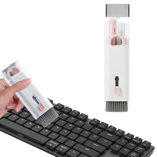 7 in 1 Laptop Cleaning Kit Keyboard Cleaner,Computer Screen Cleaning Brush Tool,Computer Tools Kit Corner Gap Duster Keycap Puller(Color:Pink) - color: Pink