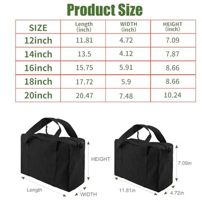 Small Tool Bag, Close Top Wide Mouth Tool Organizer Bag, Large Tool Bags - color: black, size: 18 Inch