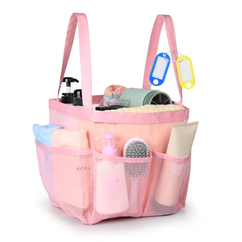 Temede Mesh Shower Caddy Portable for College Dorm Room Essentials - color: Pink