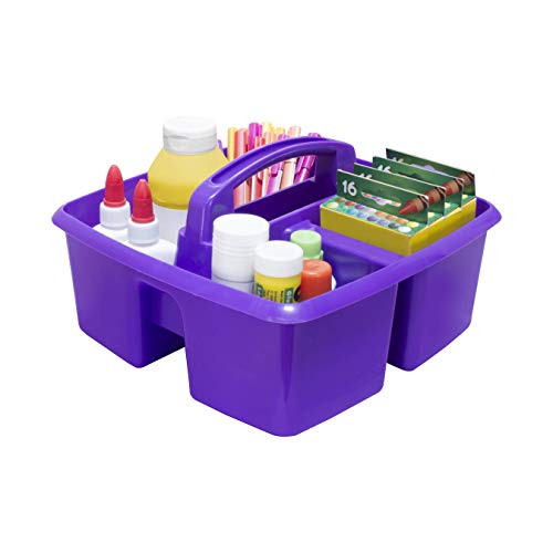 Storex 3-Compartment Small Craft Caddy – Multipurpose Classroom Organizer with Handle, Purple, 6-Pack (00944C06C) - color: Purple, size: 6-Pack, style: Small