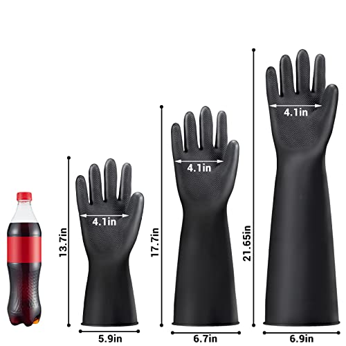XXL 22" Black Protective Gloves for Washing Dishes, Thick Chemical Resistant Rubber Gloves Heavy Duty Safety Work Cleaning, Waterproof, Acid/Alkali/Oil Resistant, Non-Slip Diamond Grip, 1 Pair - color: Textured，black+black, size: XXL-1Pair