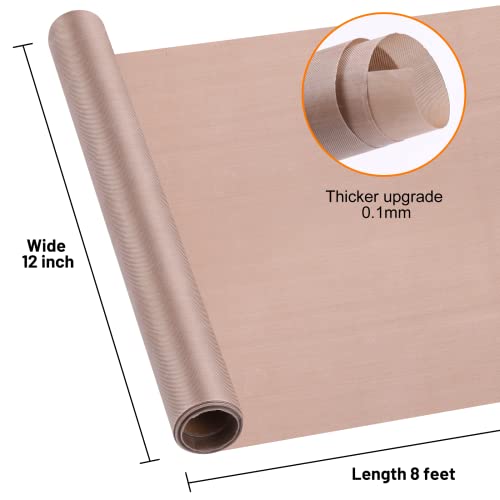 HTVRONT Teflon Sheets for Heat Press - 12" x 8 FT Non Stick PTFE Teflon Sheets Reusable Teflon Paper Roll Heat Resistant Teflon Mat (Pack of 2) - size: 12" x 8 FT 1 roll (Pack of 2)