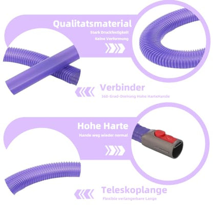 Flexible Dryer Vent Lint Vacuum Attachment Hose for Dyson V15 V12 V11 V10 V8 V7 Gen5, Compatible Crevice Nozzle Lint Removal Tool, Dryer Cleaner Kit for Cordless Vacuum Cleaners﻿