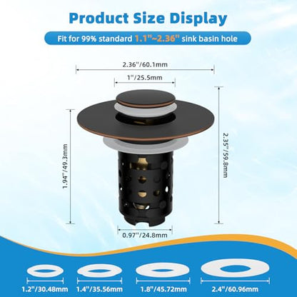 Universal Bathroom Sink Drain Stopper Hair Catcher, Oil Rubbed Bronze - color: Oil Rubbed Bronze