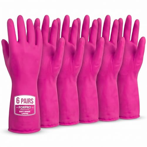 ForPro Premium Natural Rubber Gloves, 6-Pair, Large, Cotton Candy - color: Cotton Candy, size: Large