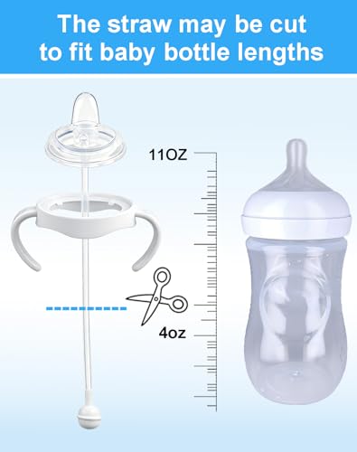 Sippy Cup Conversion Kit for Philips Avent Natural Baby Bottles, Weighted Straw Transition Set with Soft Silicone Spout Nipples, Bottle Handles & Cleaning Brushes, 4 Pack, 6m+ - size: 1 Count (Pack of 4)