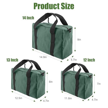 Small Tool Bag, Close Top Wide Mouth Tool Organizer Bag, Large Tool Bags - color: DarkGreen, size: 18 Inch