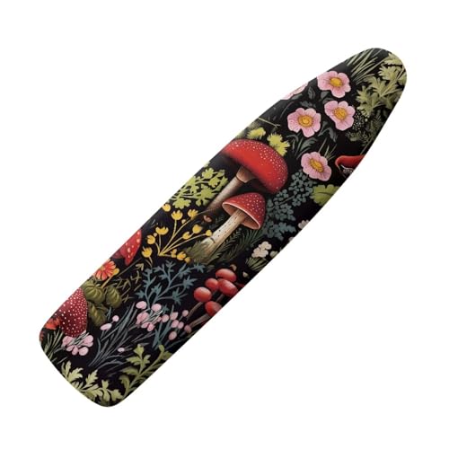 Mushroom Flower Shrub Ironing Board Cover Washable Iron Protector Cover Dust Cover with Elastic Edge Snug Fit Ironing Board Home & Kitchen Accessories Easy to Install - color: Mushroom Flower Shrub