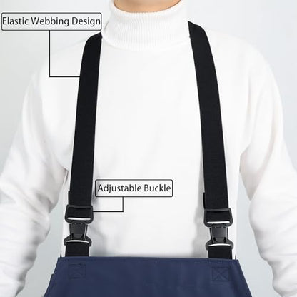Heavy Duty Waterproof Apron,PVC, Adjustable Cross Strap,Chemical Resistant, for Butchering, Dishwashing, Food Factory - color: Dark Blue