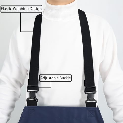 Heavy Duty Waterproof Apron,PVC, Adjustable Cross Strap,Chemical Resistant, for Butchering, Dishwashing, Food Factory - color: Dark Blue