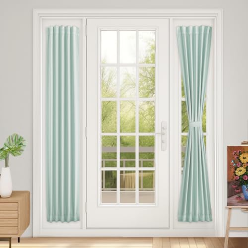 Vatge Side Door Curtains for Door Window Covering, Sidelight Curtains for Front Door, 1 Panel, W12 x L72, Aqua - color: Aqua, size: 12"W x 72"L (Pack of 1)