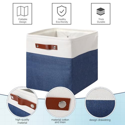 Uiifan 12 x 12 x 12 Inch 8 Pack Fabric Storage Baskets with Handles, Blue - color: Blue, size: 12 x 12 x 12 Inch