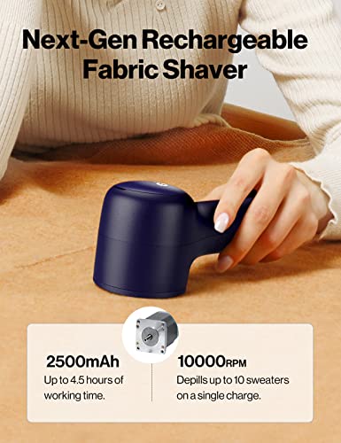 VASSON Fabric Shaver, Sweater Shavers to Remove Pilling, High-Perf Defuzzer, Rechargeable Electric Lint Shaver for Fuzz and Lint Balls from Clothing, Upholstery, Bedding (Blue) - color: Blue