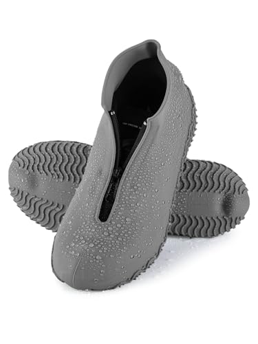 HTHOY&GOWY Shoe Covers Waterproof Silicone Rain Overshoes for Kids Men and Women - color: Grey, size: M (Women 5-6, Men 5-6)