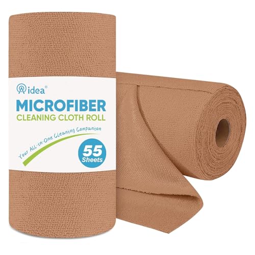 AIDEA Microfiber Cleaning Cloth Roll-55 Sheets, Cleaning Rags 11×9" Brown - color: Brown, size: 55 Count (Pack of 1)