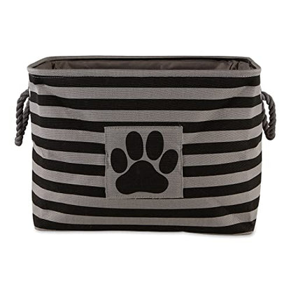 Bone Dry Pet Storage Collection Striped Paw Patch Bin, Black, Large Rectangle - color: Black, size: Large Rectangle