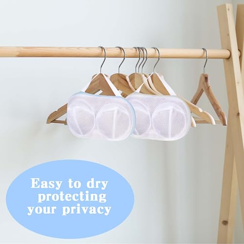 2 Pcs Bra Washing Bags for Laundry, Bra Bags for Washing Machine Lingerie Wash Dryer Bag Non-Deform 3D Protective Bracket Case with Handle Zipper for Women Laundry Storage Washing Delicates