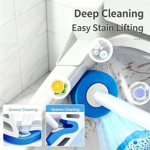 Disposable Toilet Wand Kit with 30 Refills,Wall-Mounted Holder & Storage Caddy,Toilet Brush for Deep Toilet Cleaning, Bathroom Accessories for Home, Dorm & RV(1 Wand+30 Refills) (31)