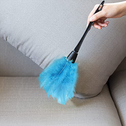 Turkey Feather Dusters for Car Blinds Kitchen Keyboard Office, Eco-Friendly Reusable （2 pcs Blue） - color: Blue