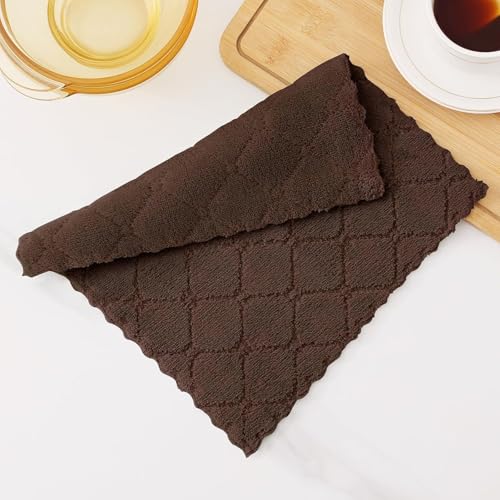 Homaxy 18 Pack Super Soft Absorbent Dish Cloths, 10" x 10", Brown - color: Brown, size: 10 x 10 inch-18 pack