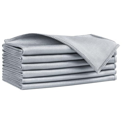 HOMEXCEL Glass Cleaning Cloths 6PK, Streak Free Towel for Windows, 14x16in - color: Grey, size: 14 x 16 Inch