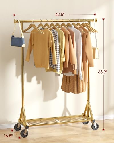 Sakugi Stainless Steel Clothes Rack Mesh Shelf, 42.5x16.5x65.9, Gold - color: Gold, size: 42.5" x 16.5" x 65.9"(1 Rod)
