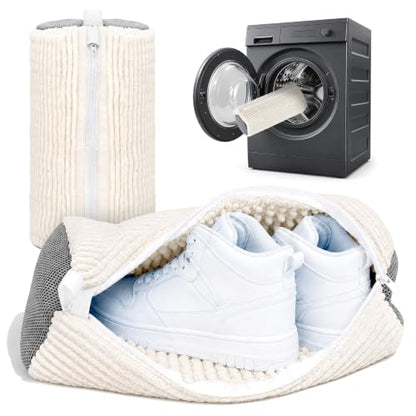 Shoe Washing Bag 2 Pack for Washer and Dryer, Reusable Cleaning Sack - color: White