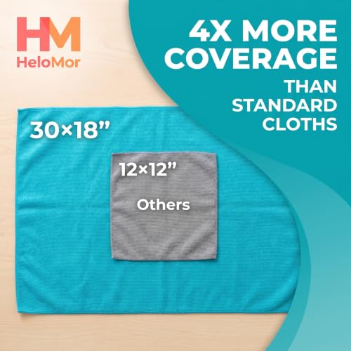 HELOMOR Large Microfiber Towels 6 Pack - 30"x18" Car Drying Towel - Extra Absorbent Cleaning Cloths for Floors, Kitchen and Windows - Lint-Free Detailing Cloths for Cars - size: Pack of 6