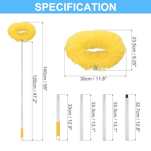 PATIKIL Ceiling Fan Cleaner Duster, 12.9" to 47.2", Microfiber Duster Extendable Handle Fan Blade Cleaning Tool Removable Washable for Furniture Blind, Yellow - color: Yellow