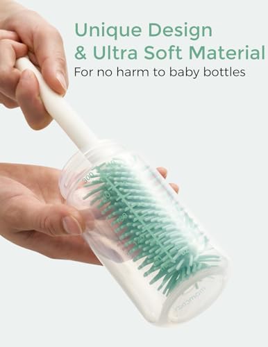 Momcozy 7-in-1 Baby Bottle Brush Set with Drying Rack, Green - color: Green, size: Classic Style