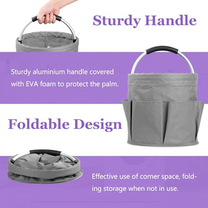 17L Collapsible Cleaning Supplies Caddy with Handle for Travel, Dark Gray - color: Dark Gray, size: 1PCS